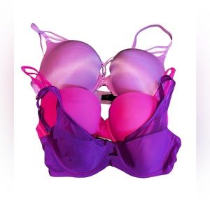 Smart & Sexy 3 Bra Lot (2 40C, 1 38C) Pinks/Purple